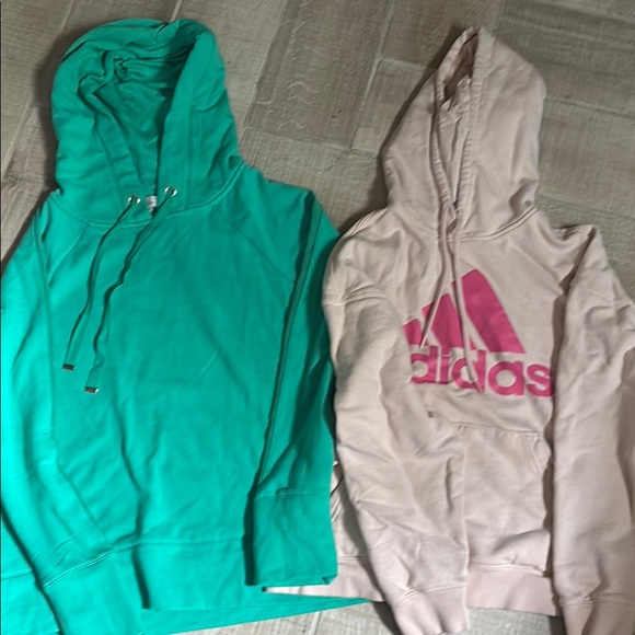 adidas Tops - adidas Teal Hoodie & Light Pink Adidas Logo Hoodie